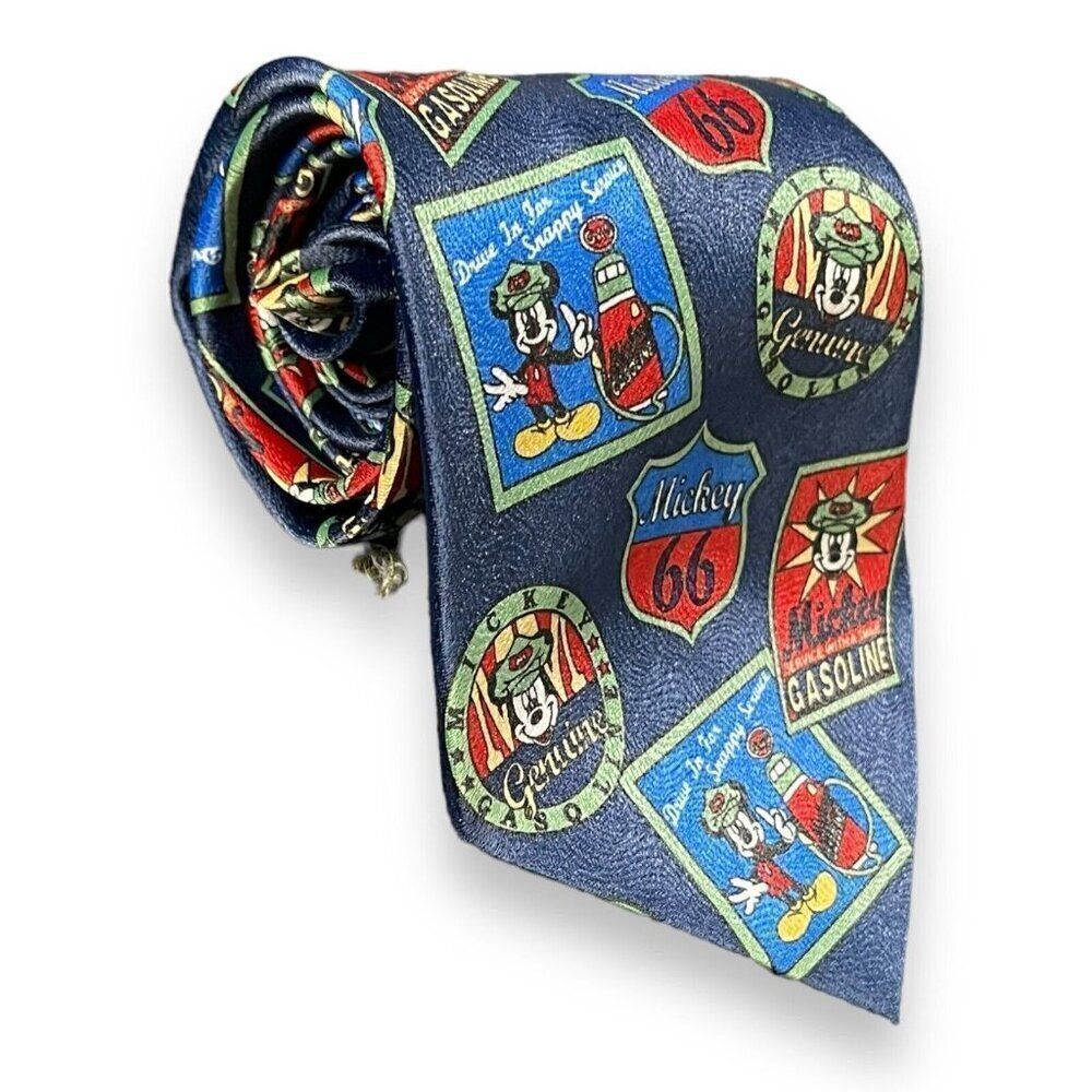 Mickey Unlimited Neck Tie Men's Multicolored 66 Vintage Novelty Print Road Signs